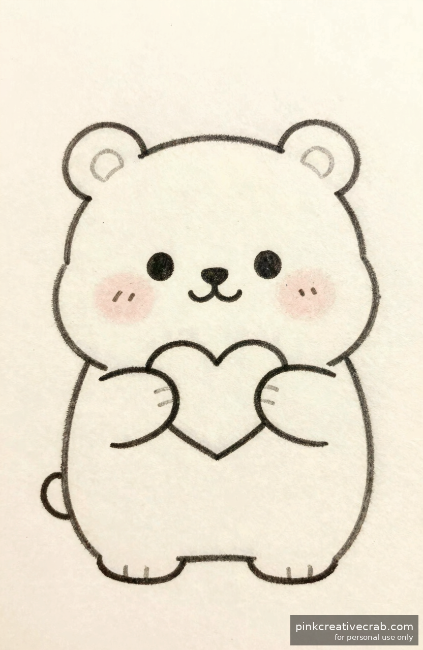 Chubby Anime Bear Holding Heart