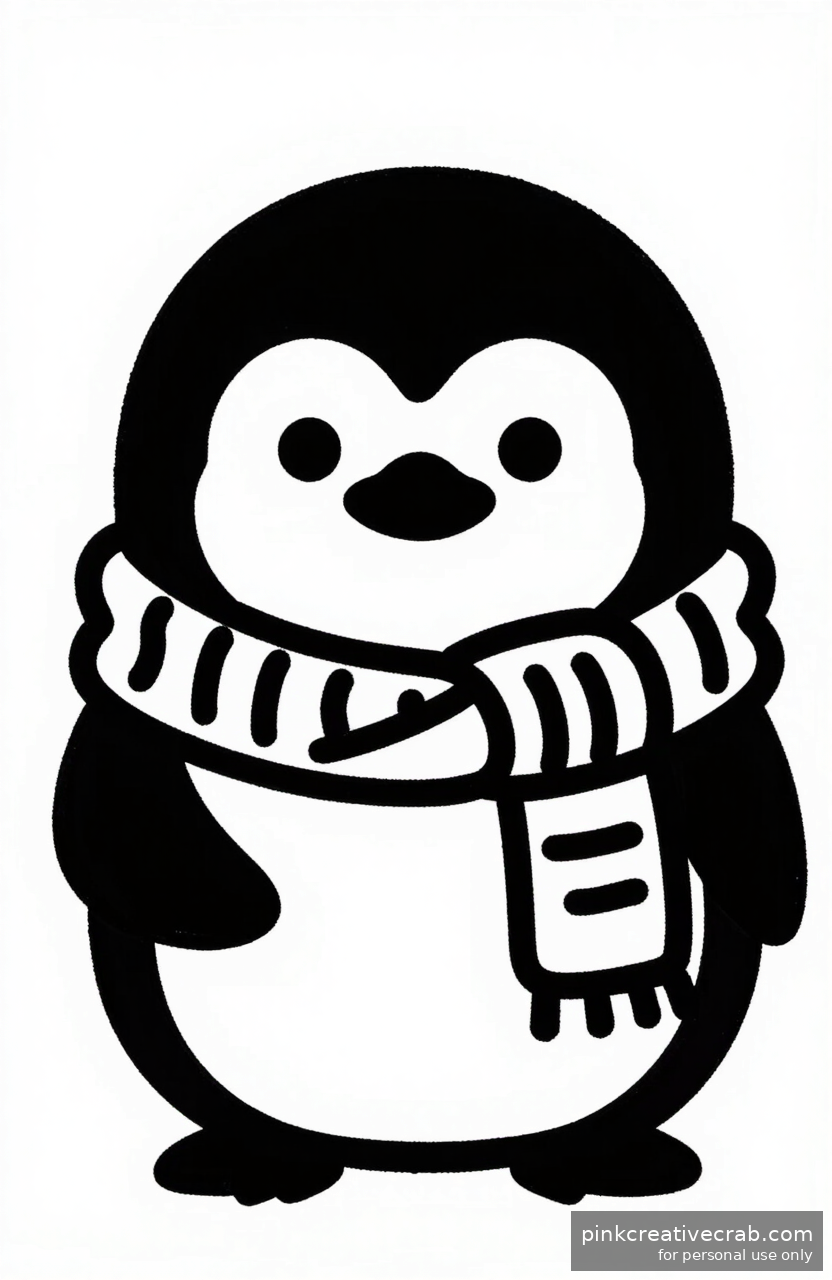 Cheerful Penguin in Scarf