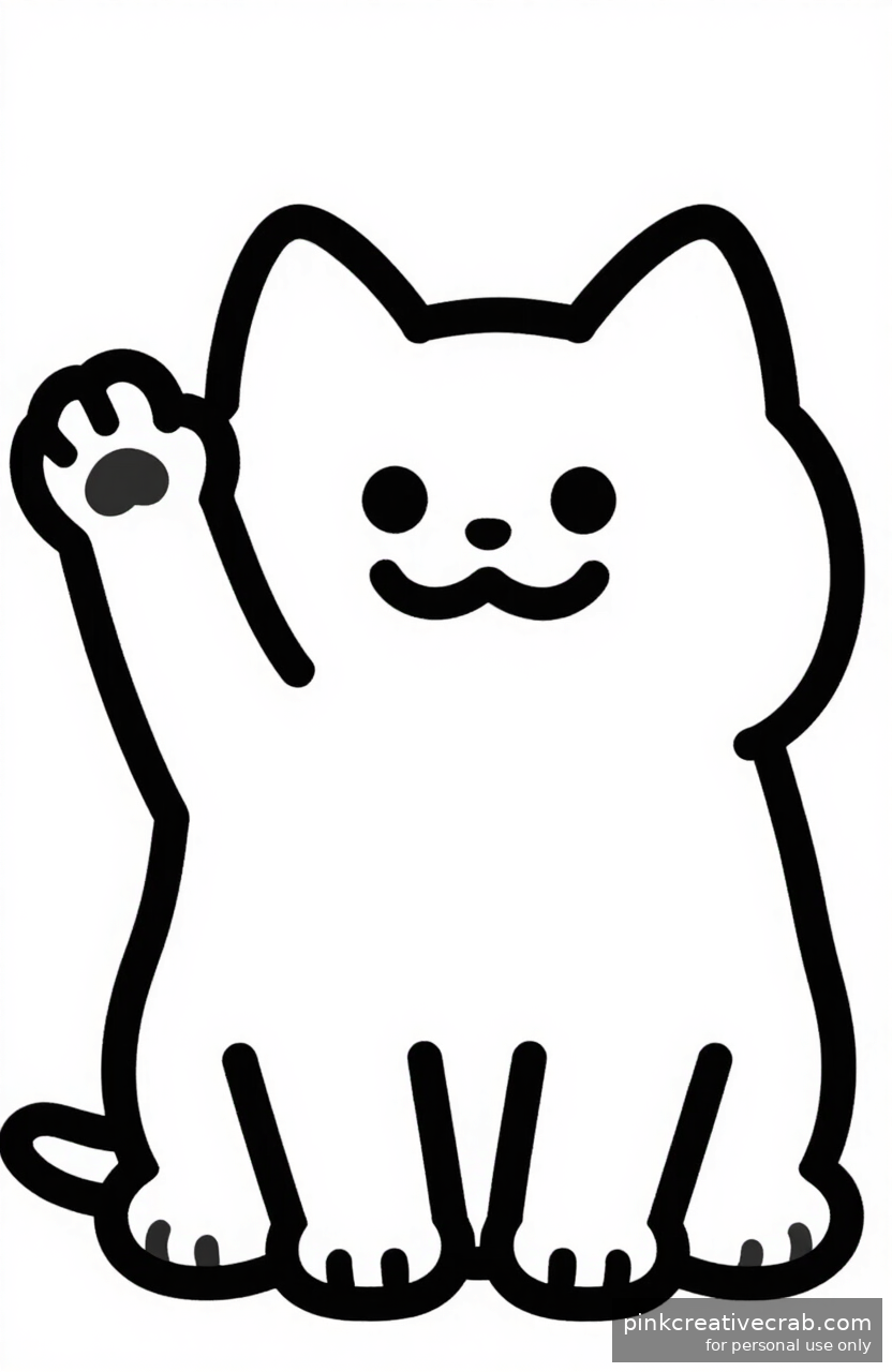 Happy Cat Waving Paw