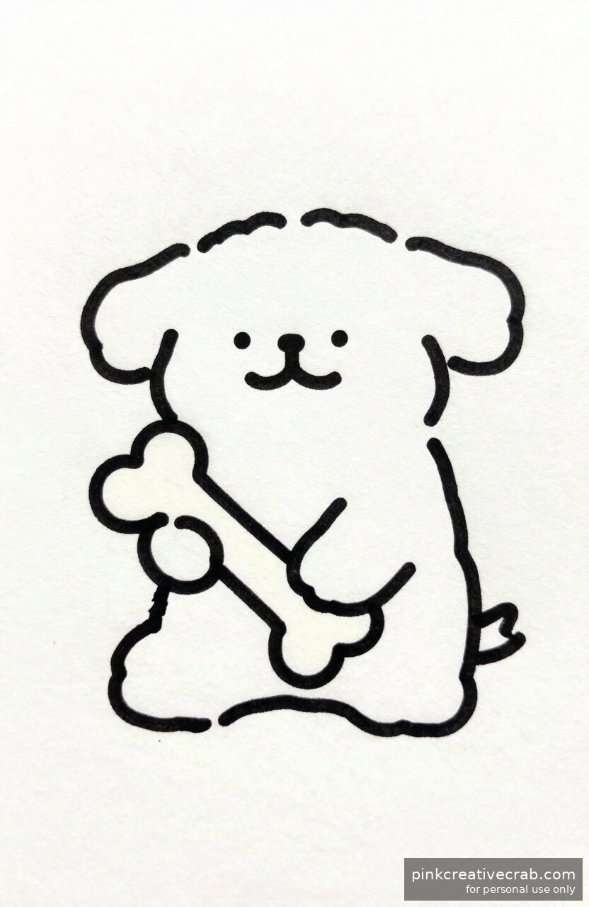 Dog Doodle Holding a Bone