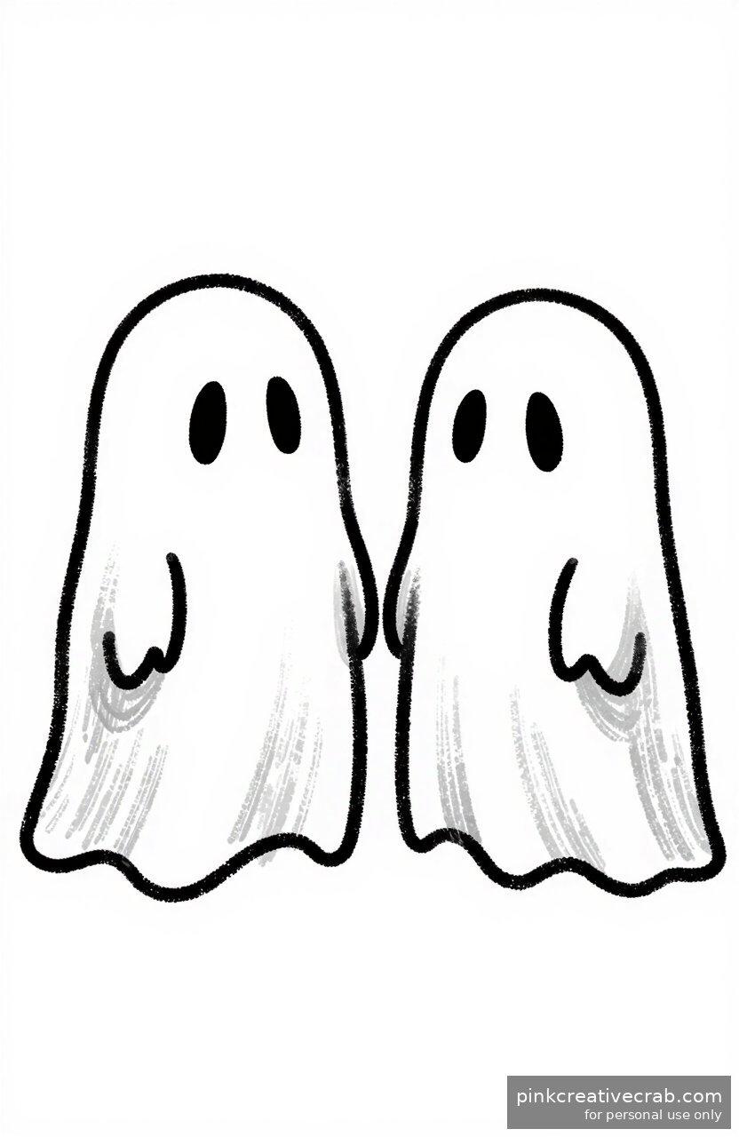 Spooky Doodle Ghost Pair