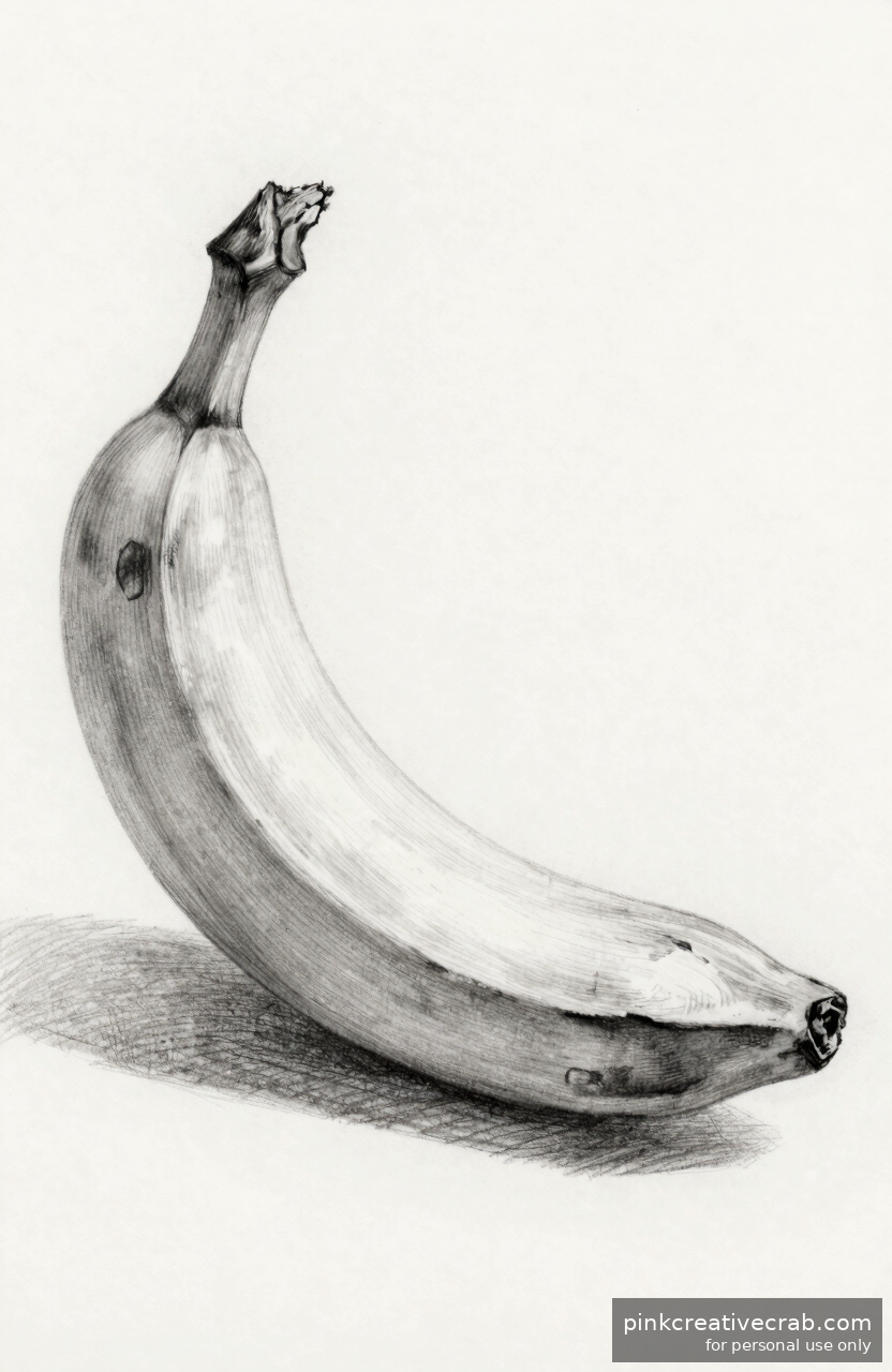 Curved Banana Fruit Drawing