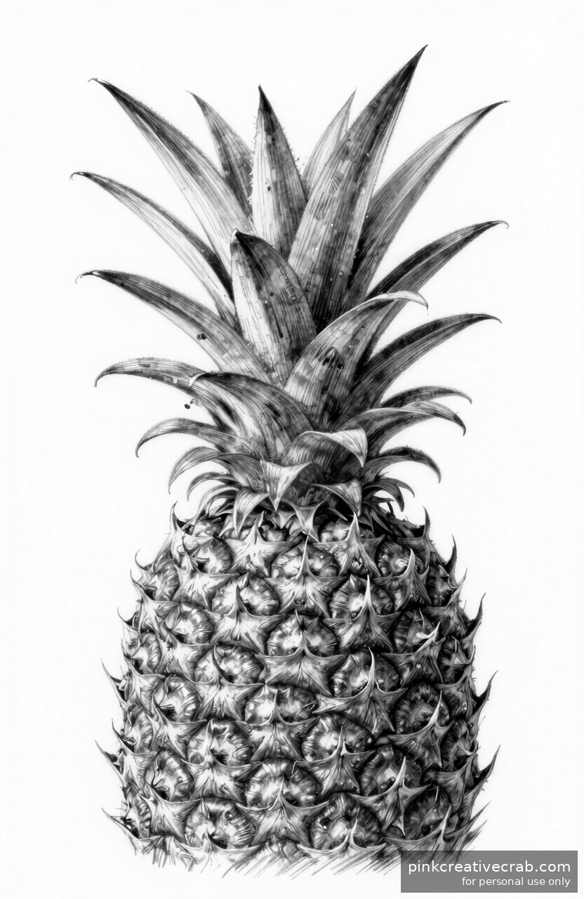 Spiky Pineapple Crown Drawing