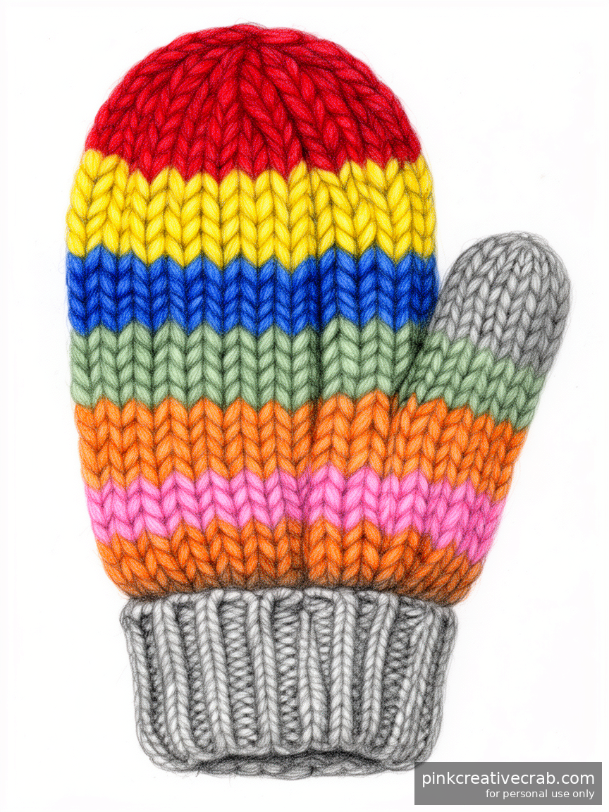 Striped Knitted Mitten