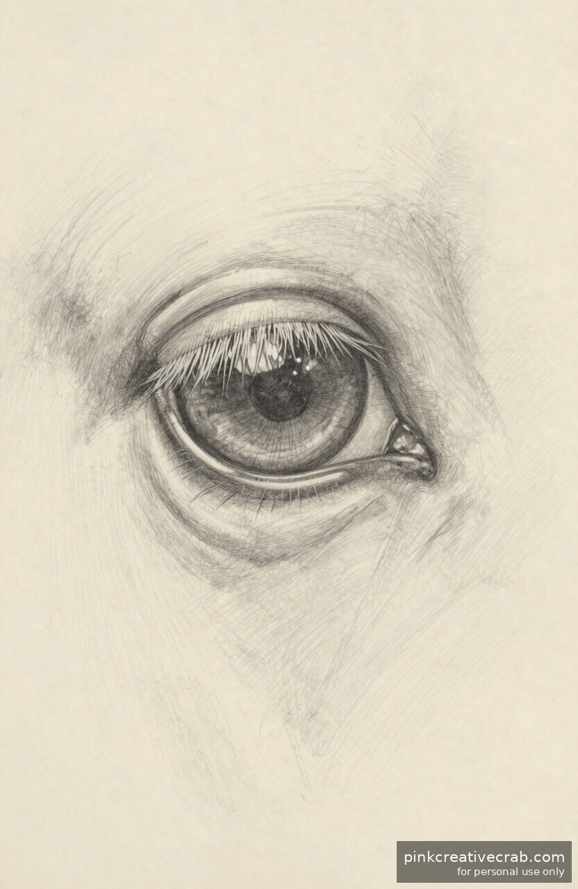 Soft Pencil Horse Eye Close-Up