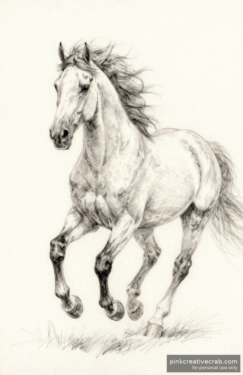 Elegant Trotting Horse Sketch