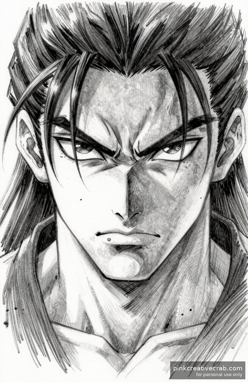 Intense Anime Warrior Close-Up