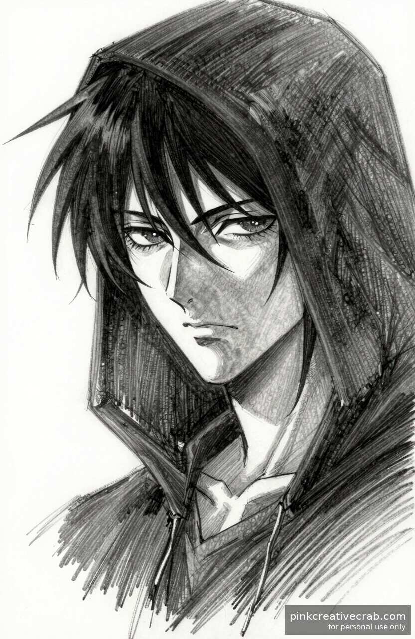 Shadowy Anime Antihero Portrait
