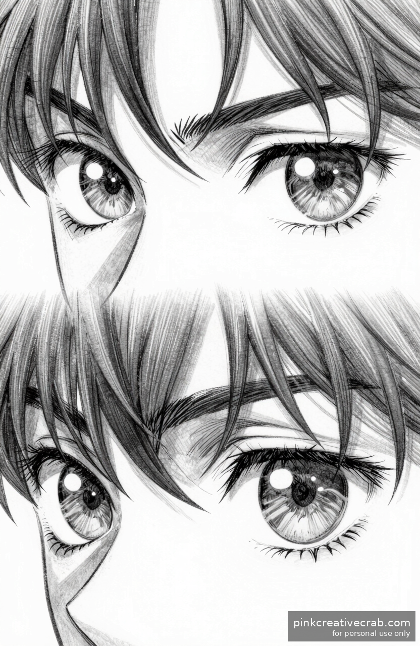 Dramatic Anime Eyes in Pencil