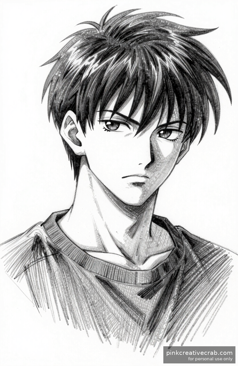 Cool Anime Drawing Pencil Sketch — Stoic Hero