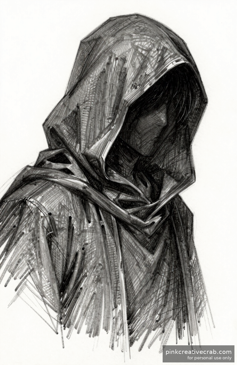 Cloaked Anime Figure in Shadows