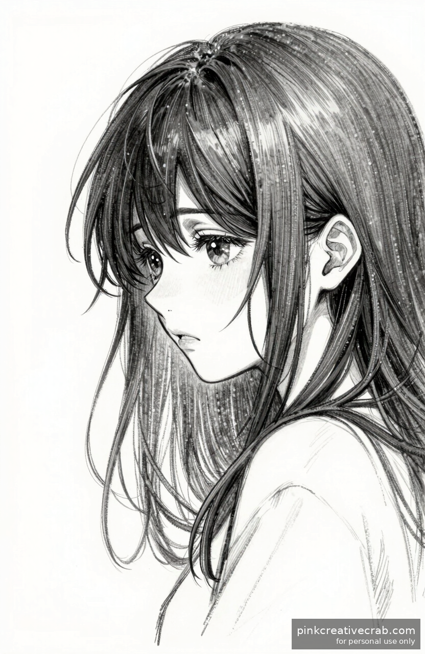 Melancholy Anime Girl Looking Away