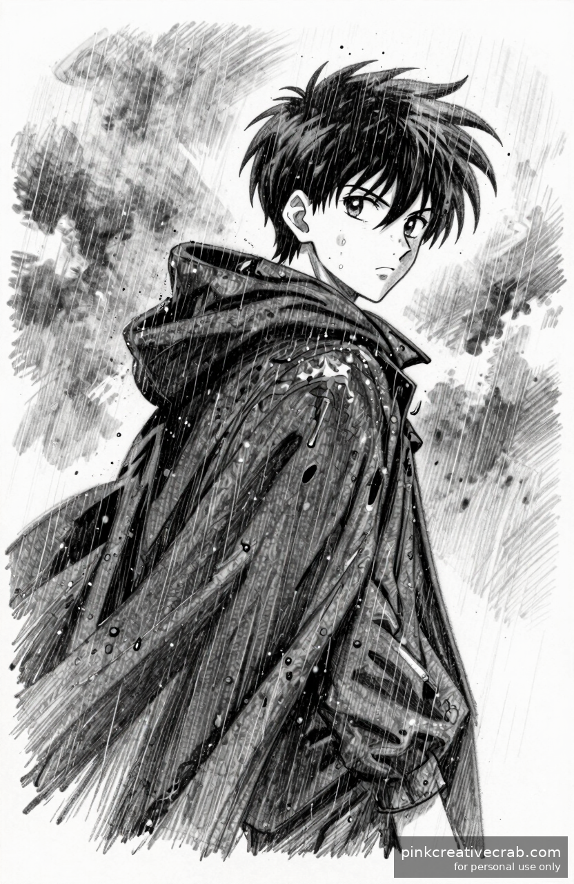 Storm-Soaked Anime Wanderer