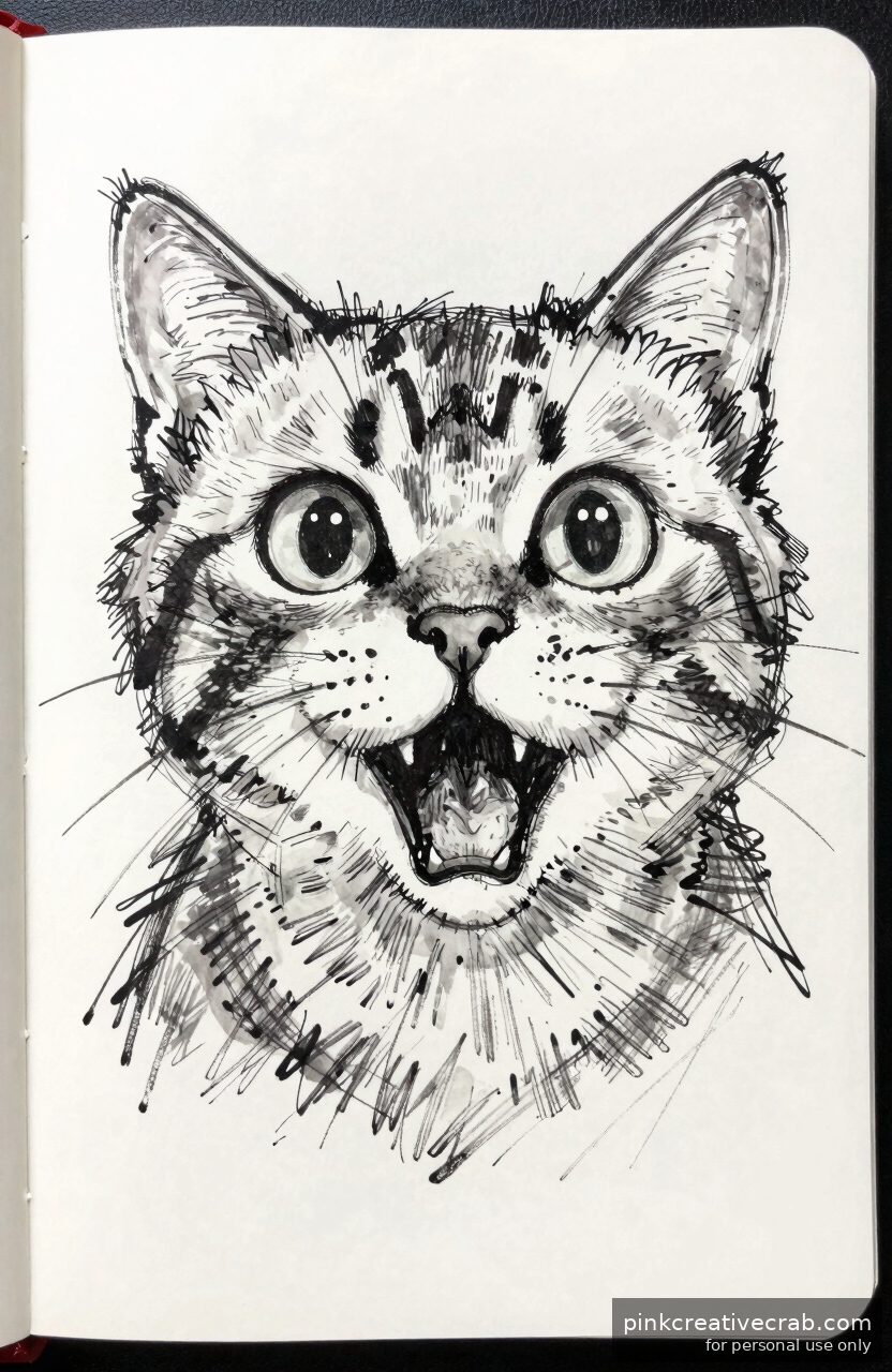 Surprised Cat Face with Wide Eyes