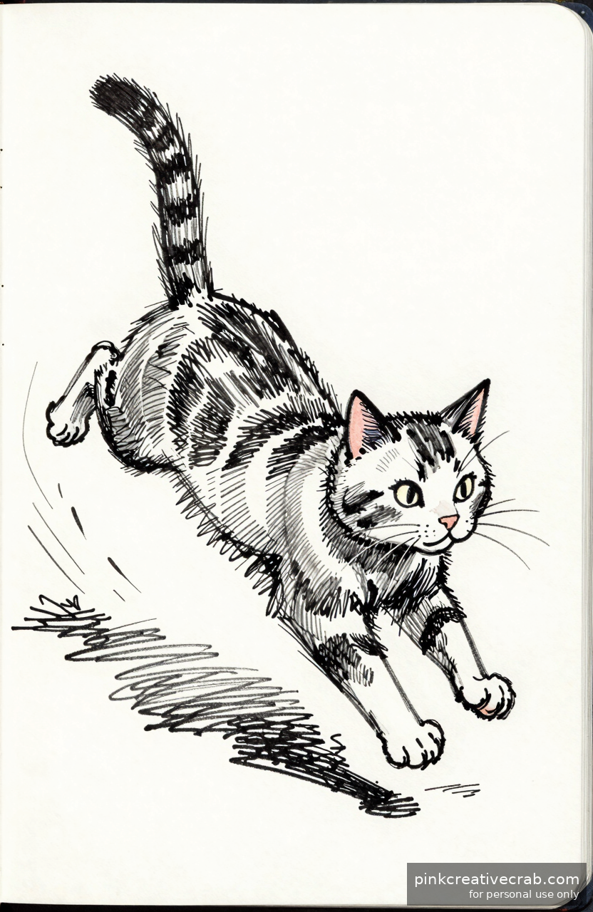 Cat Mid-Pounce in Action