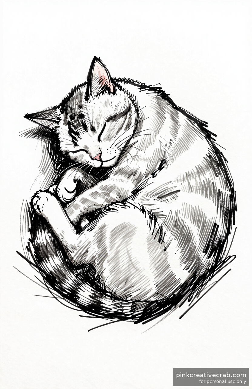 Cozy Cat Napping in Sunlight