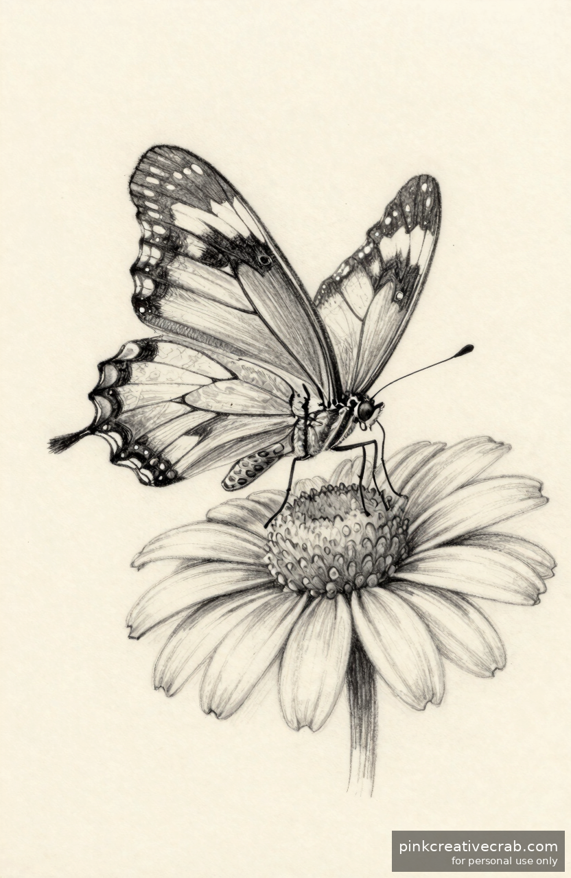 Butterfly Landing on a Daisy