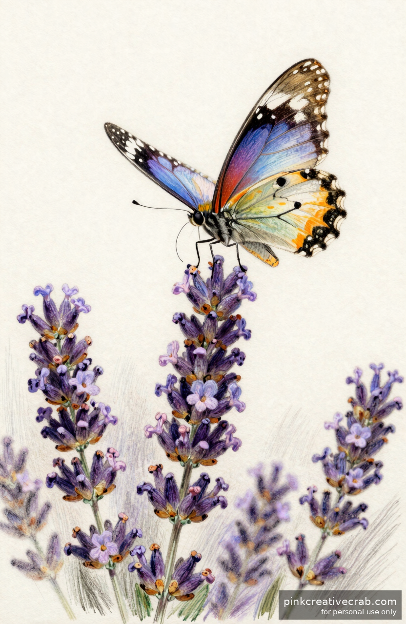 Butterfly Hovering Over Lavender
