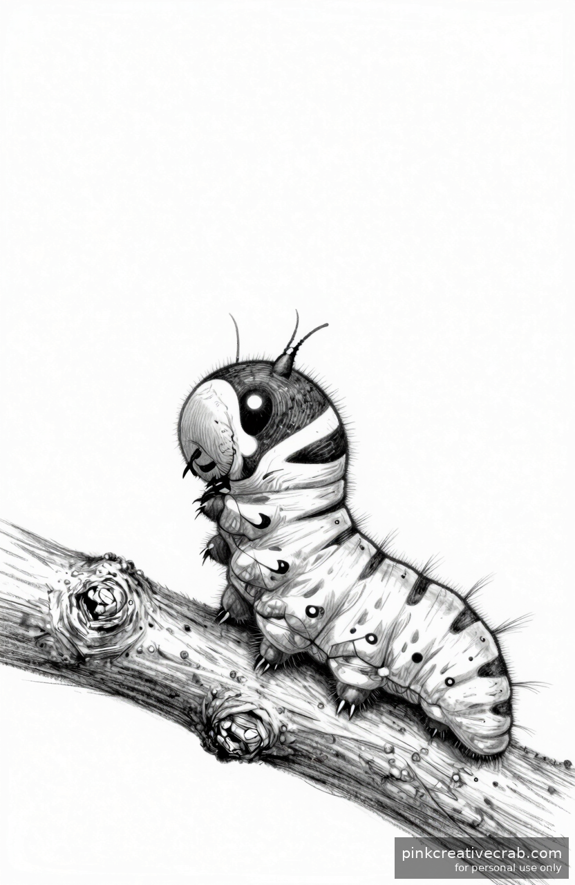 Caterpillar Curled on a Branch