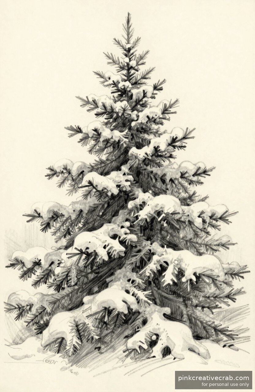 Snowy Evergreen Tree