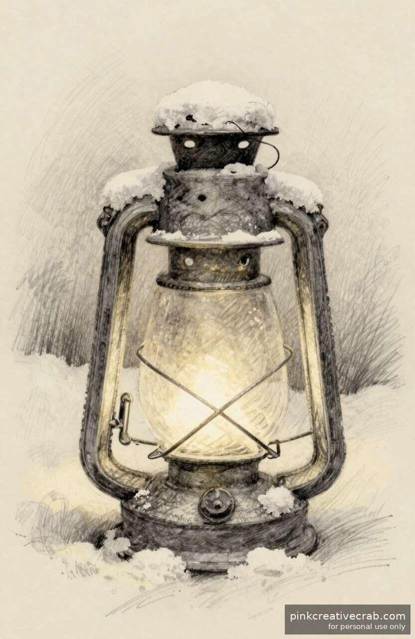 Glowing Lantern in Snow