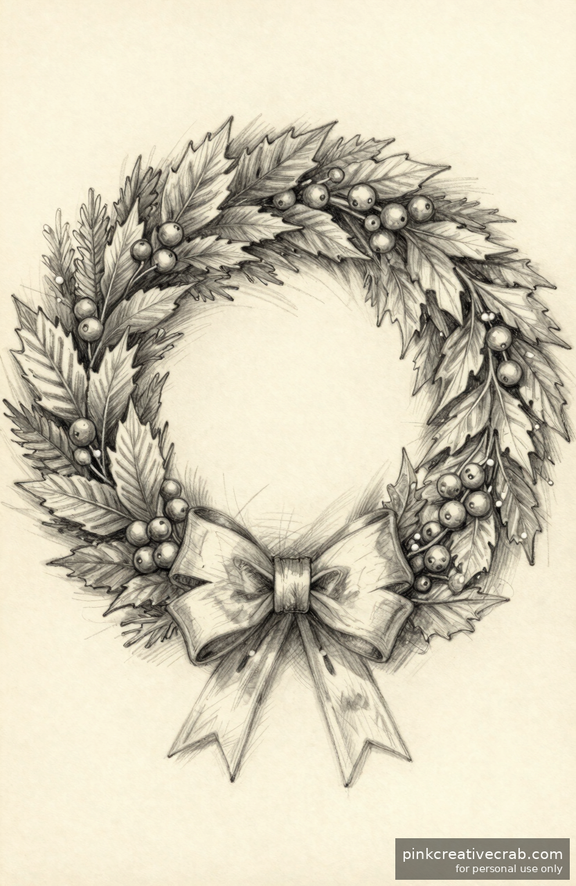 Festive Wreath with Ribbon