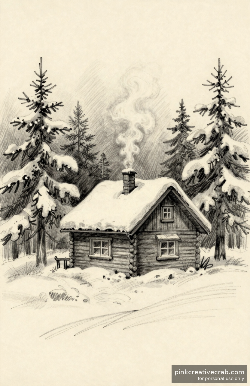 Snowy Village Cottage