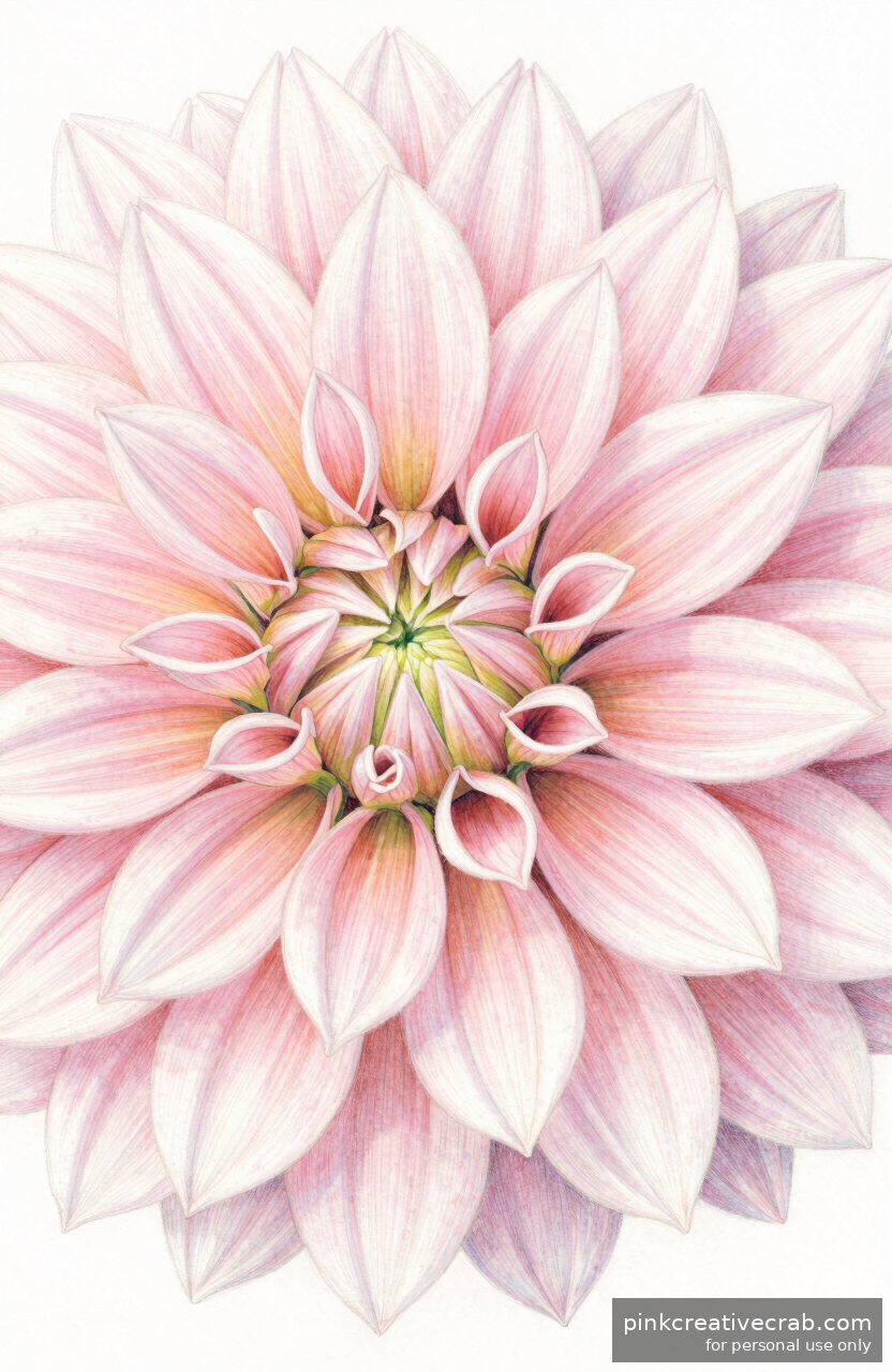 Soft Pencil Colour Dahlia