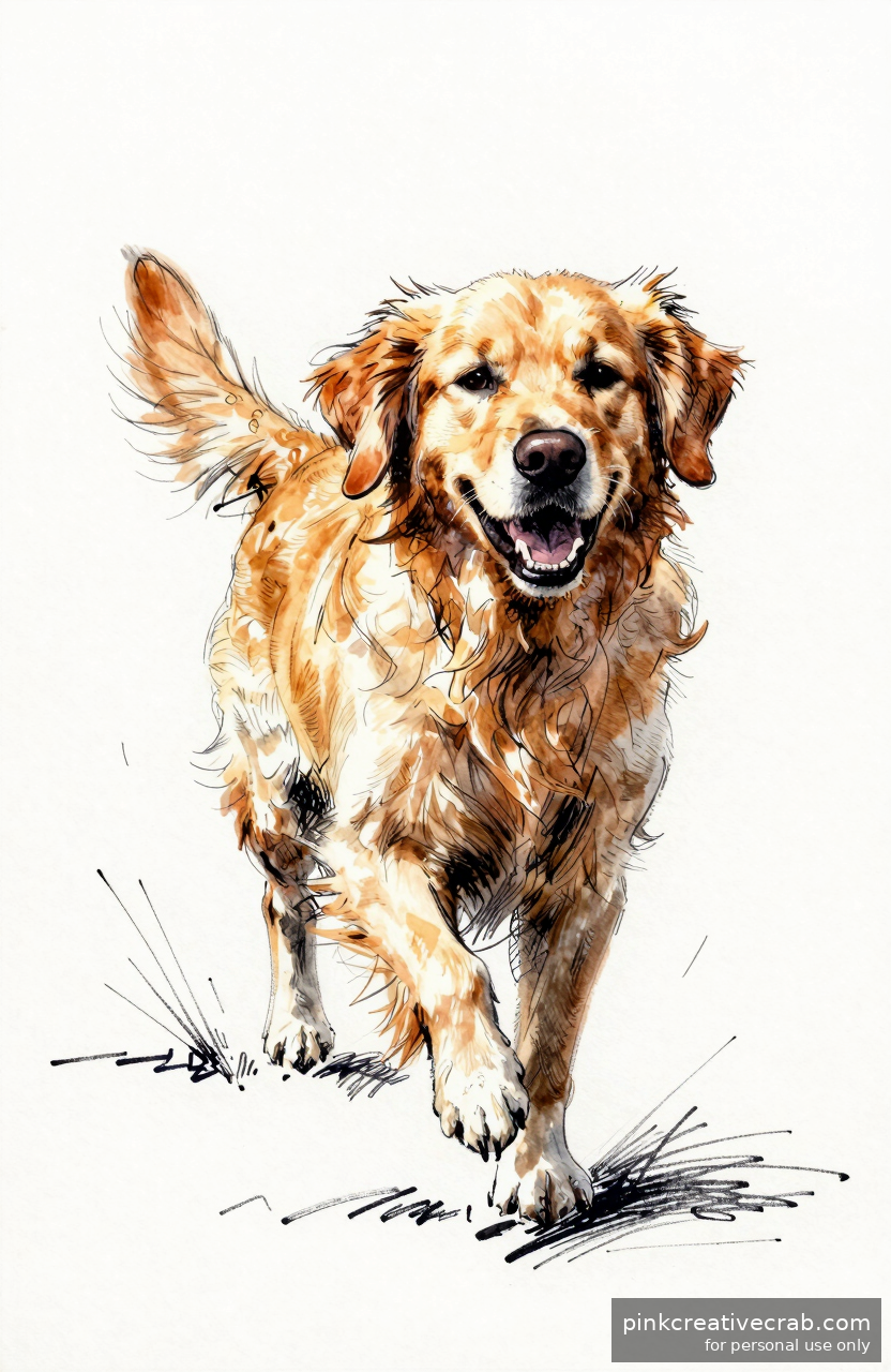 Playful Golden Retriever Sketch