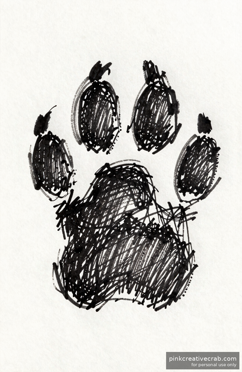 Paw Print and Pencil Study