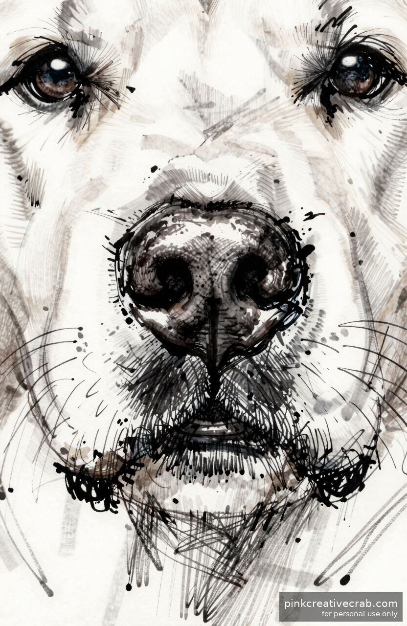 Dog Nose Close-Up Sketch
