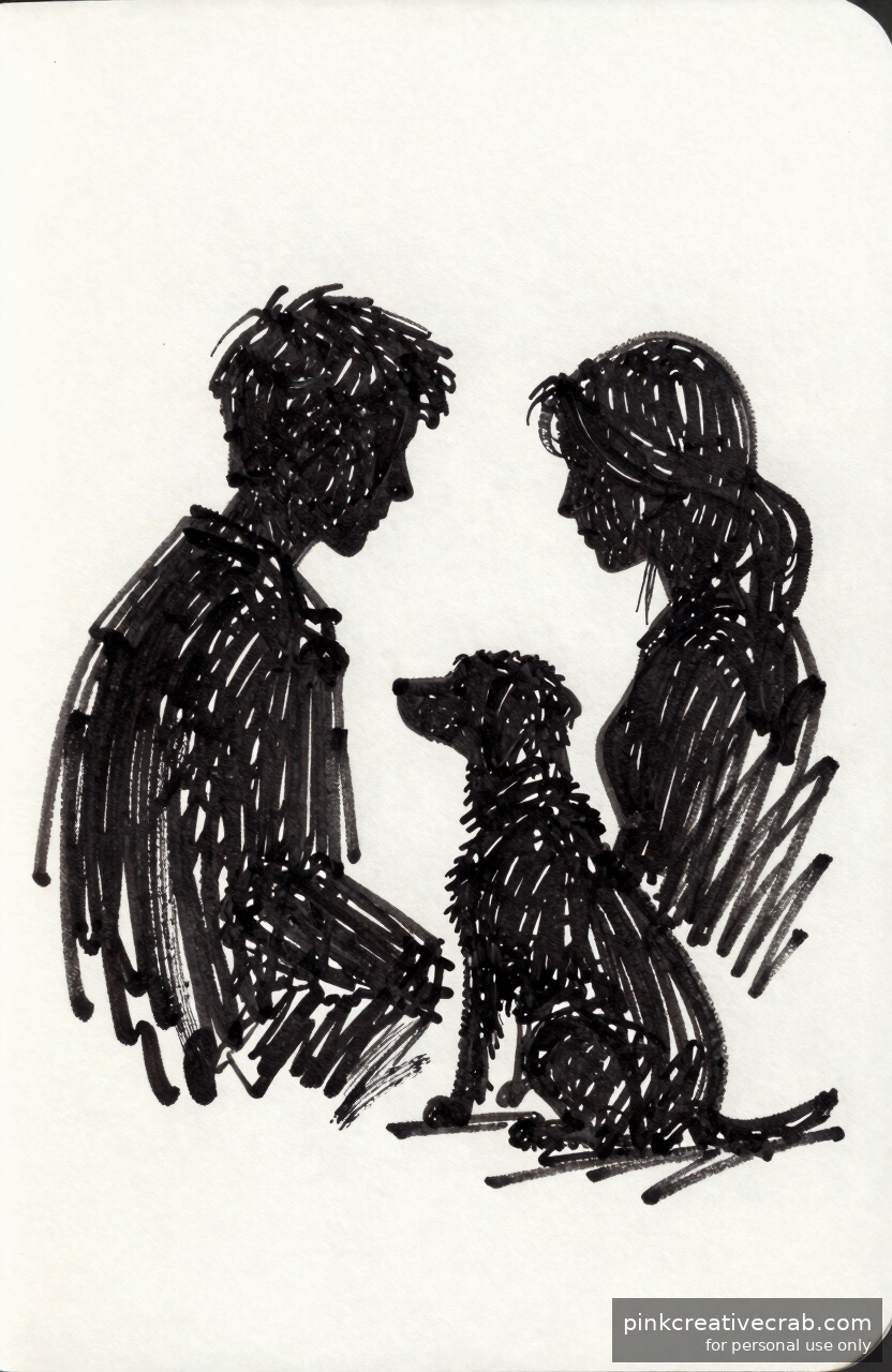 Dog and Owner Friendship Sketch