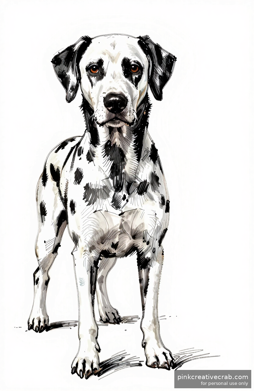 Spotted Dalmatian Pencil Drawing