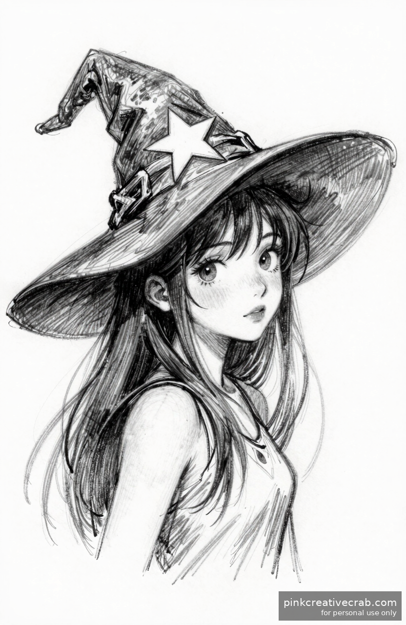 Whimsical Witch Girl Portrait