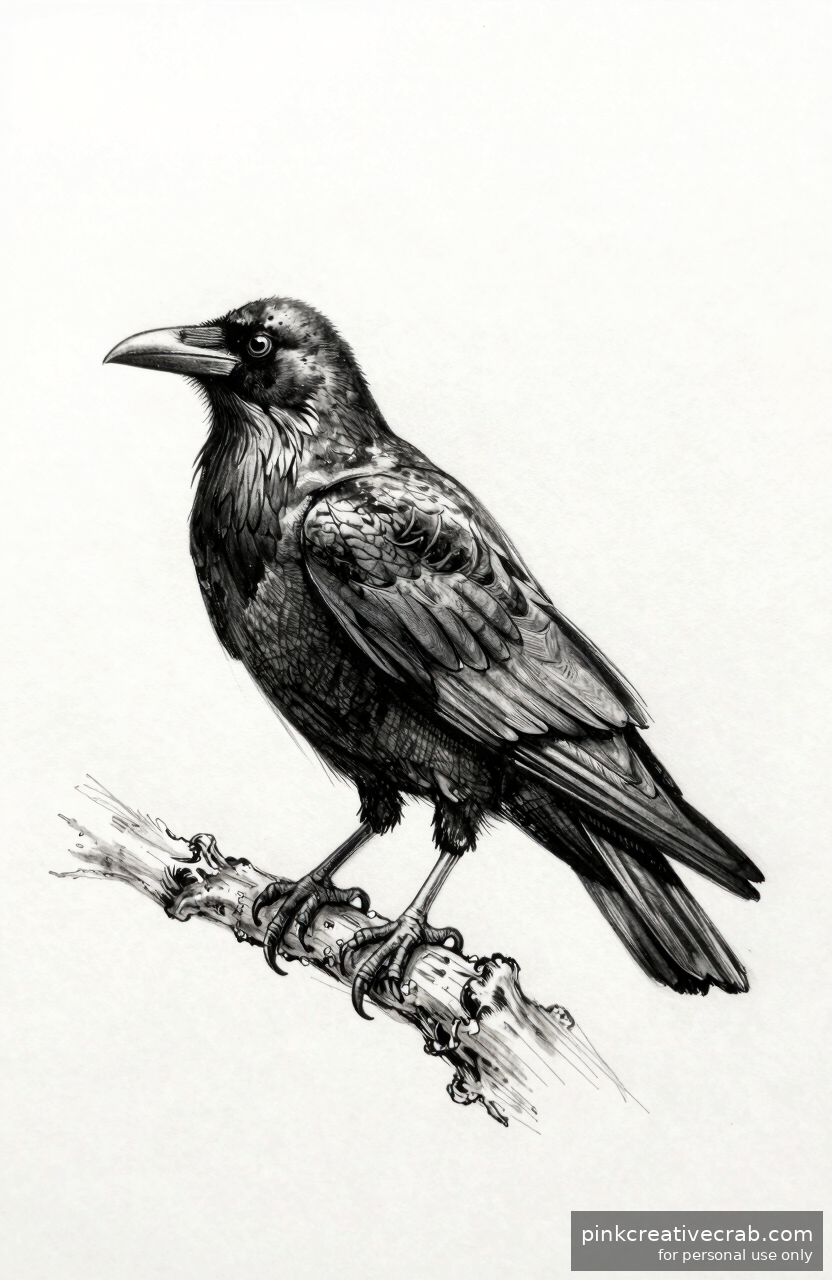 Raven Perched on a Branch