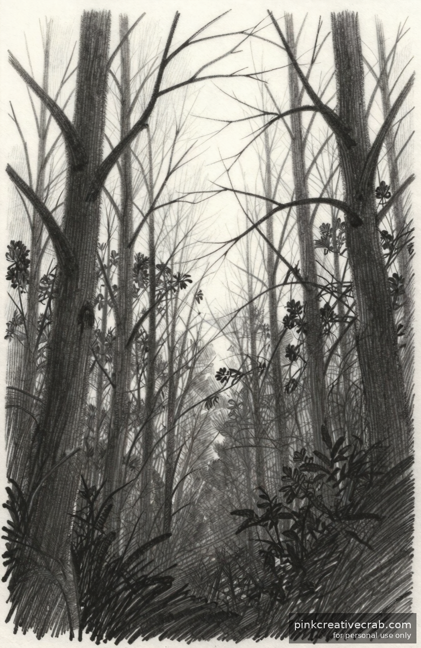 Dark Forest Treeline at Dusk