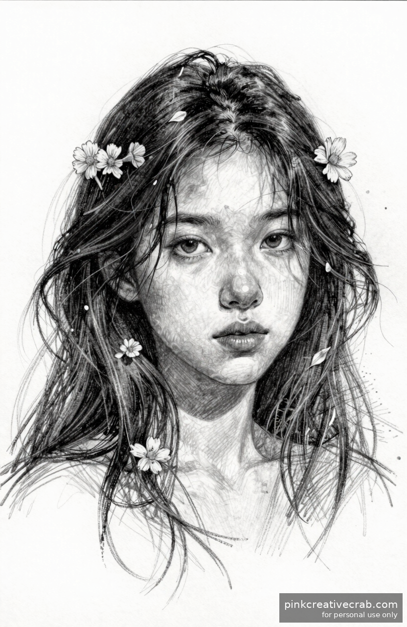 Girl with Wildflowers in Hair