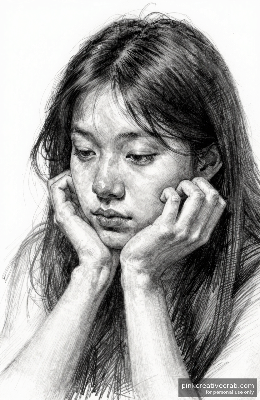 Serene Girl Resting Her Chin