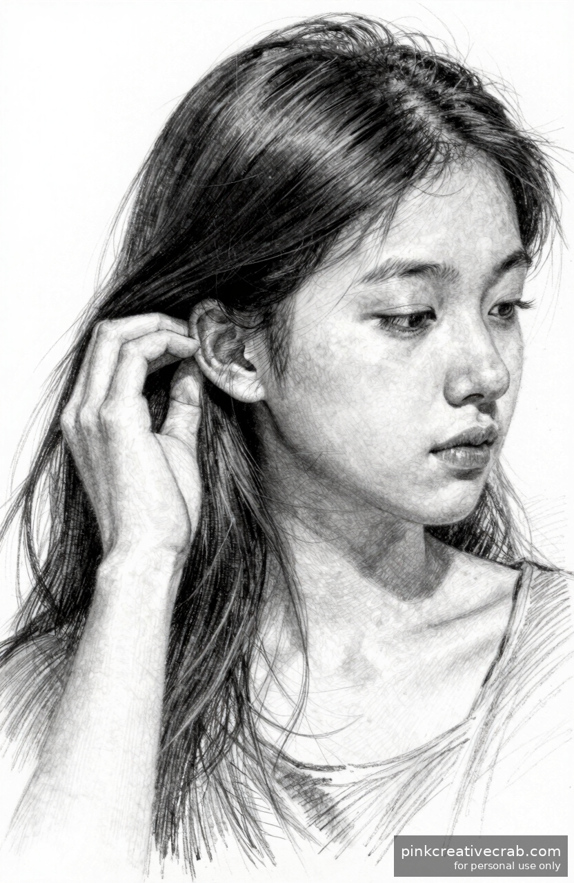 Girl Tucking Hair Behind Her Ear