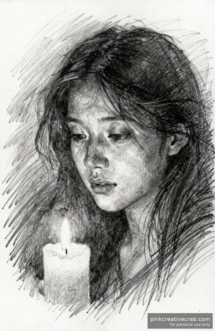 Thoughtful Girl by Candlelight