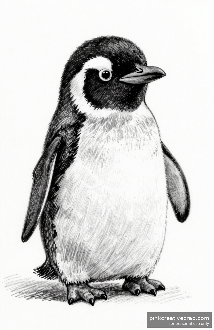 Simple Penguin Pencil Drawing