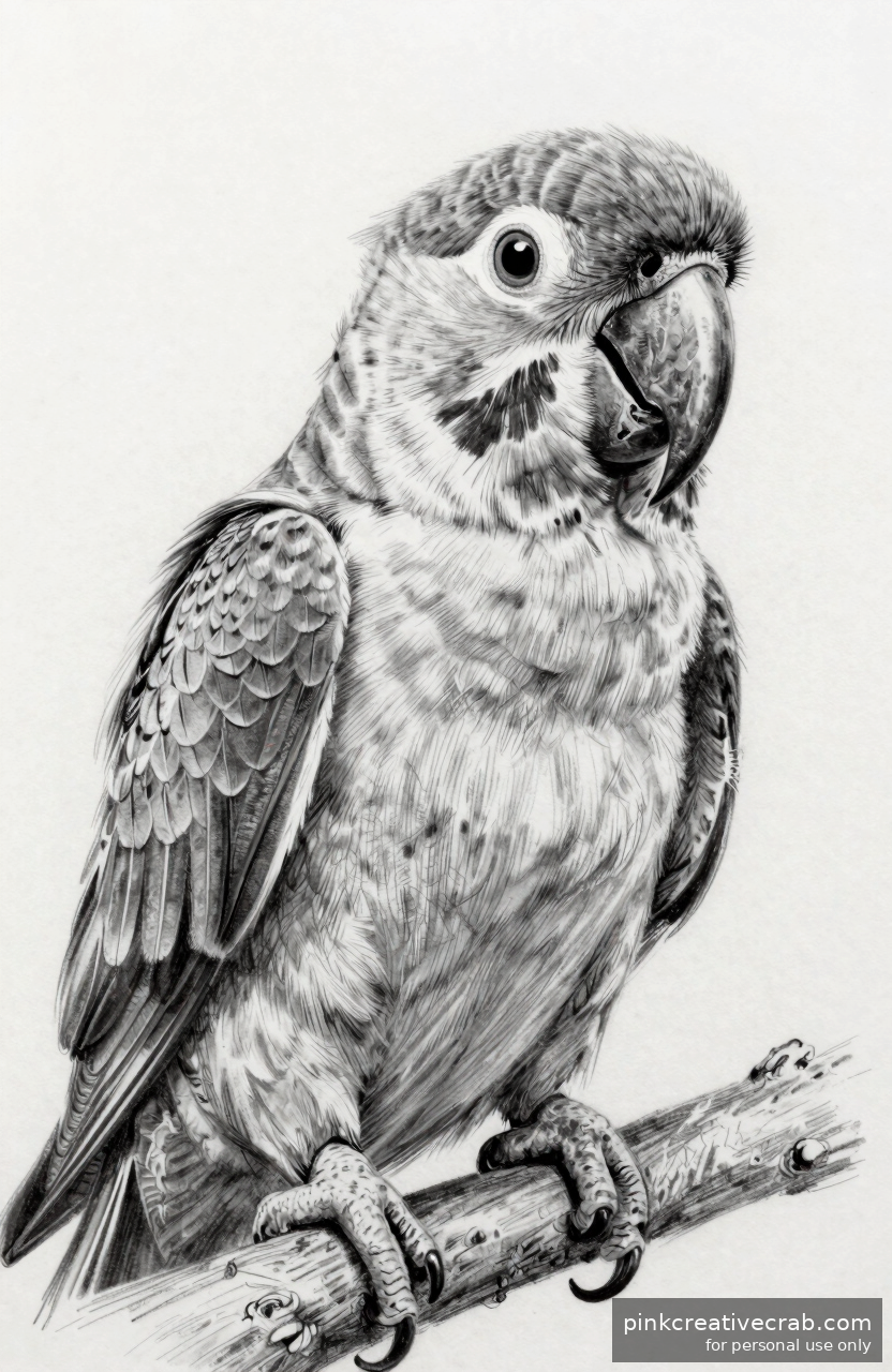 Cheerful Parrot on a Branch