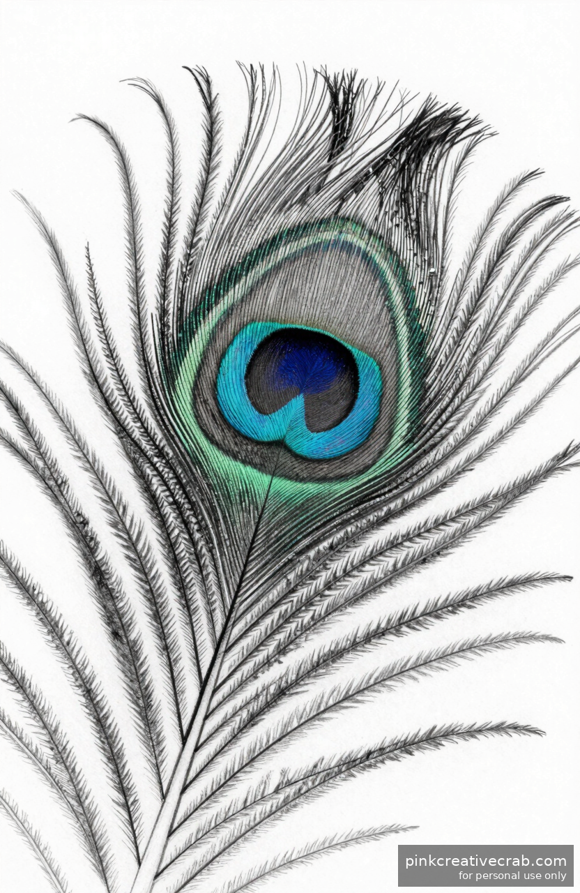 Detailed Peacock Feather Close-Up