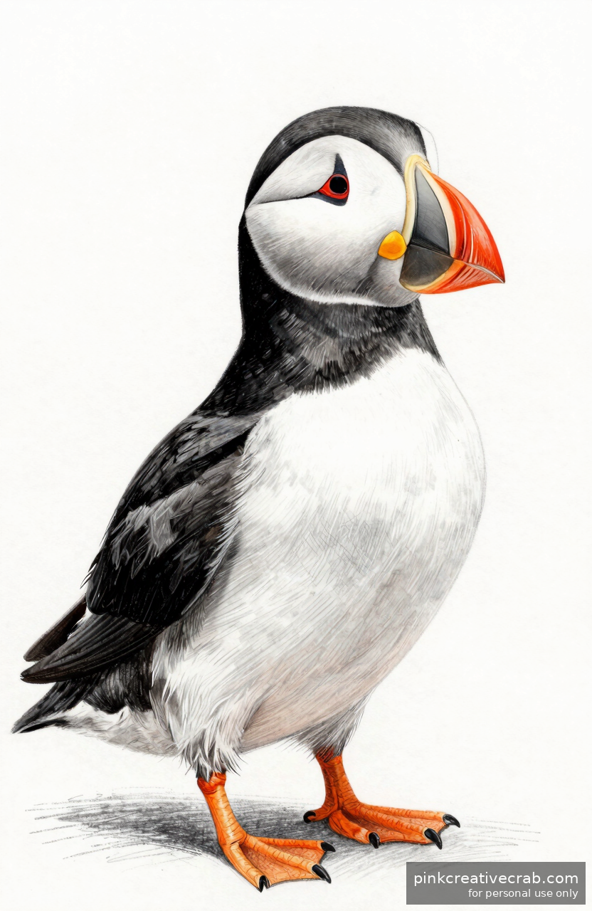 Curious Puffin Pencil Study