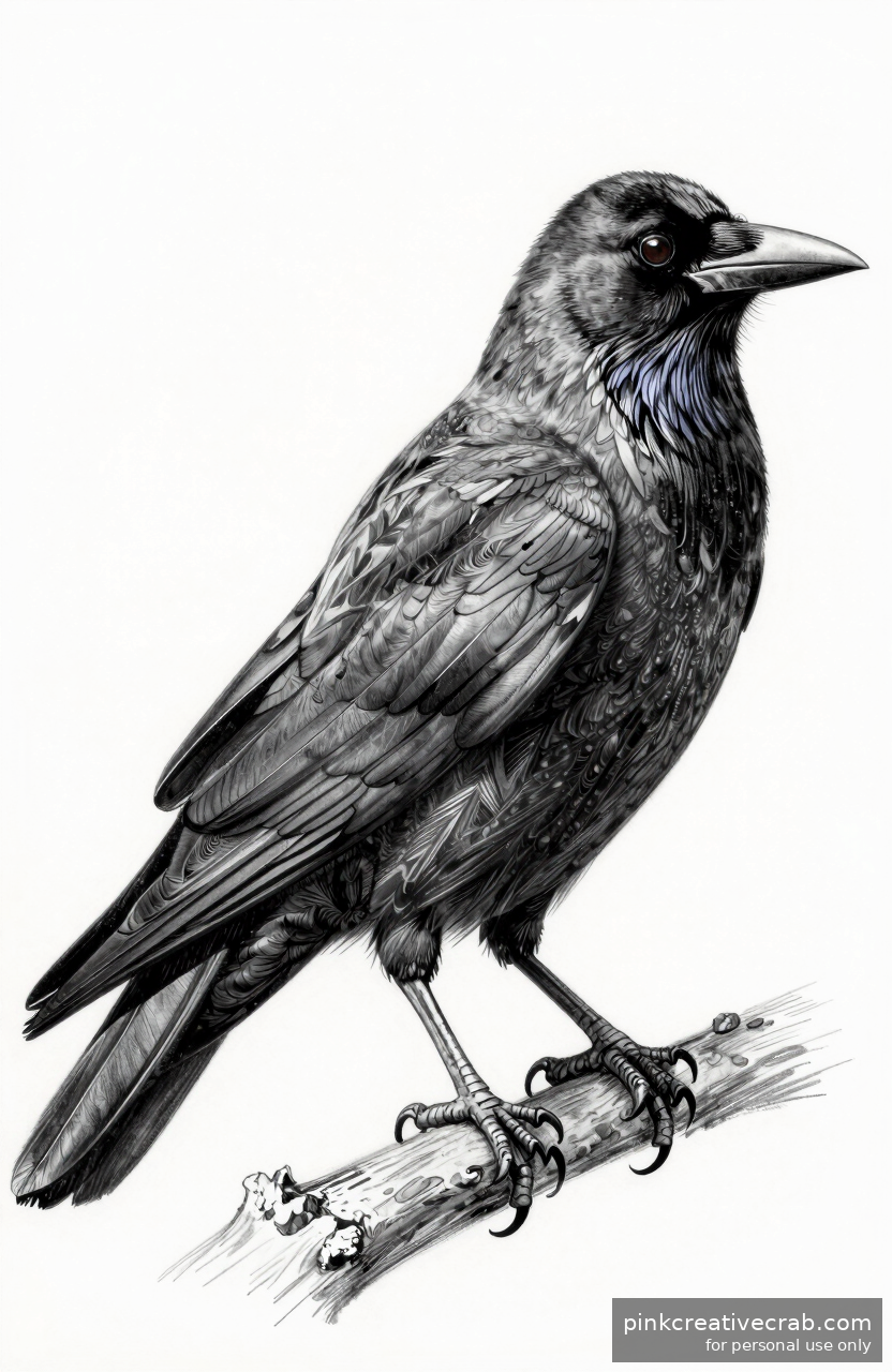 Wise Old Crow Perching