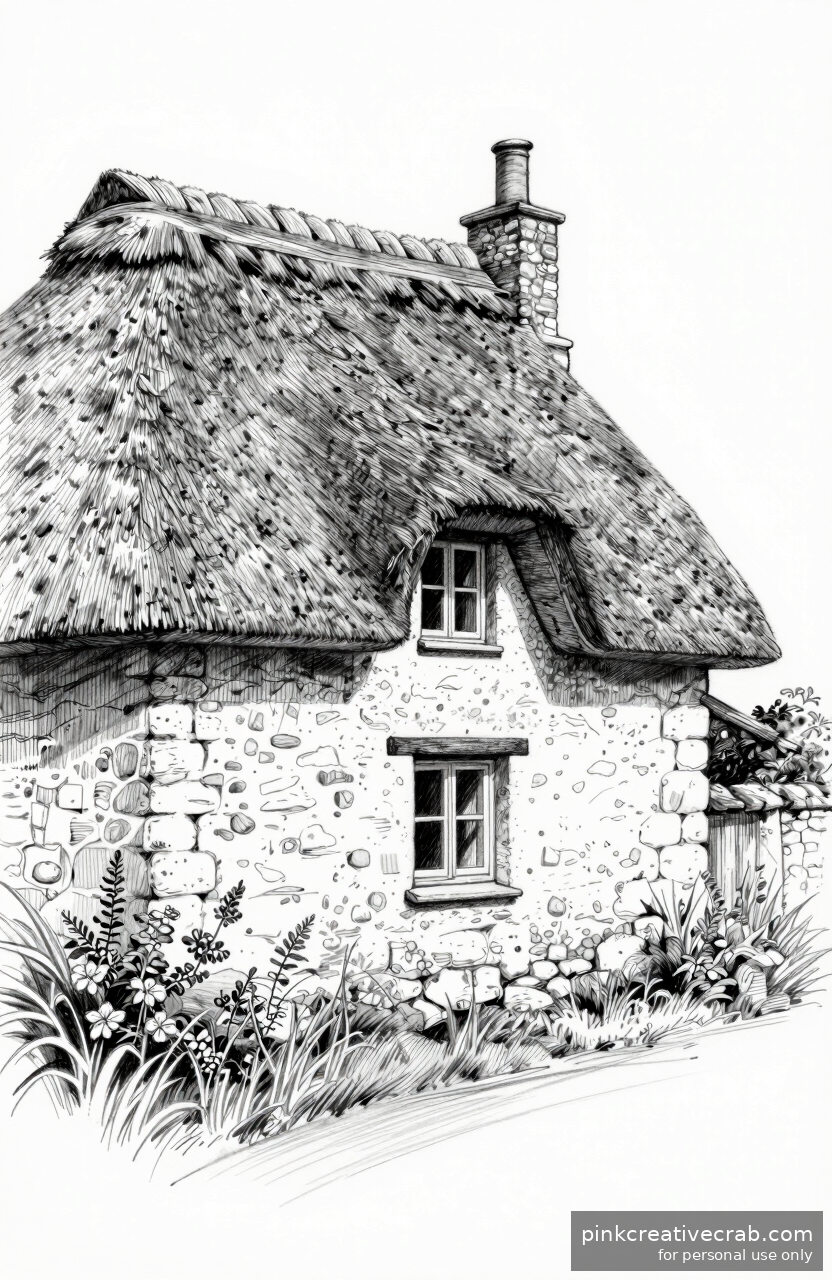 Rural Cottage With Thatched Roof