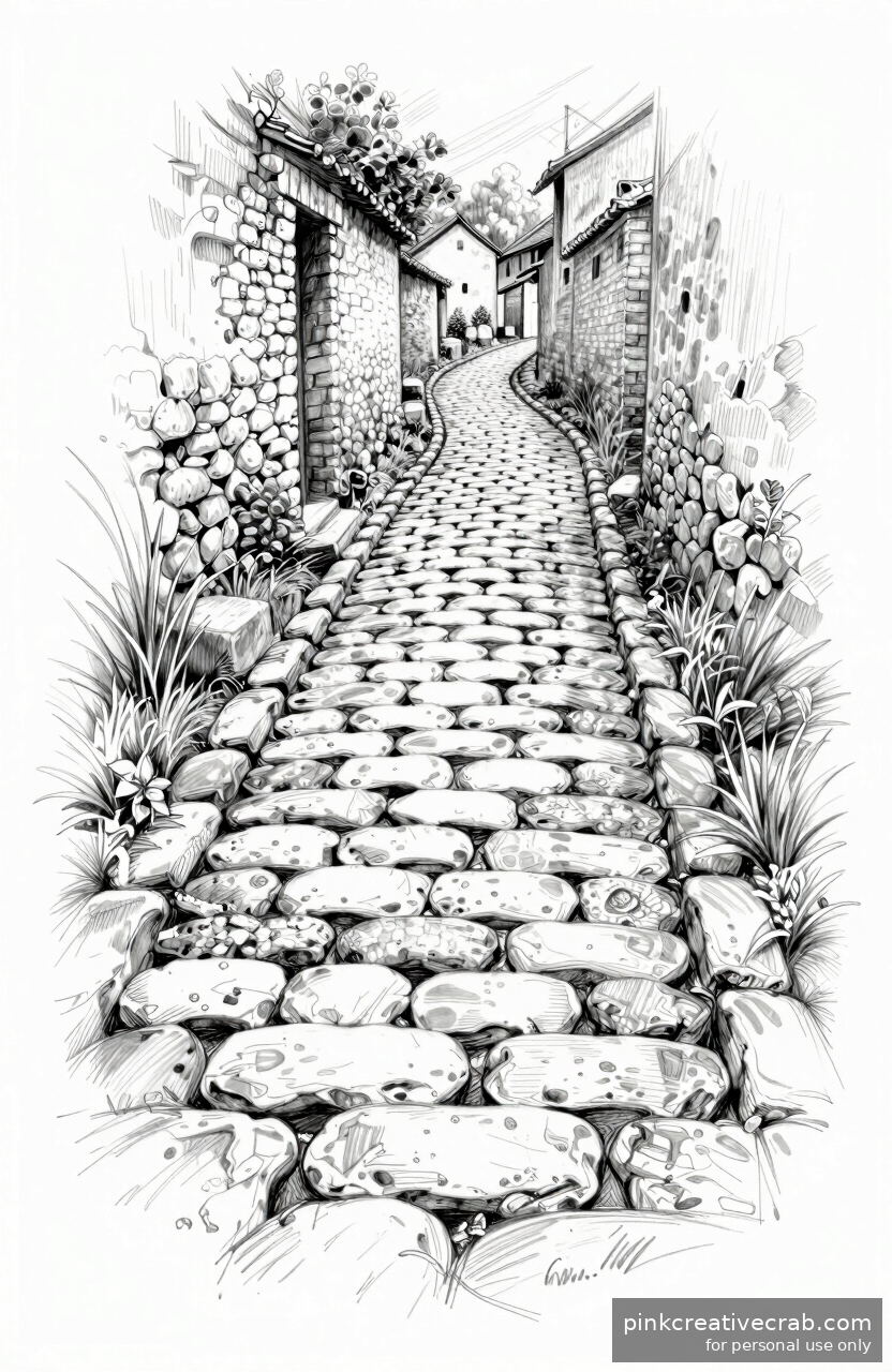 Stone Pathway Through the Village
