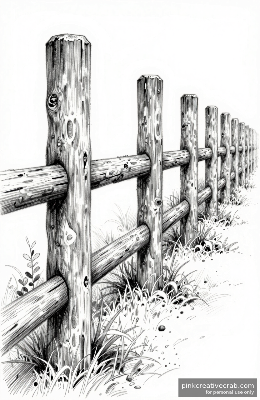 Weathered Wooden Fence Row