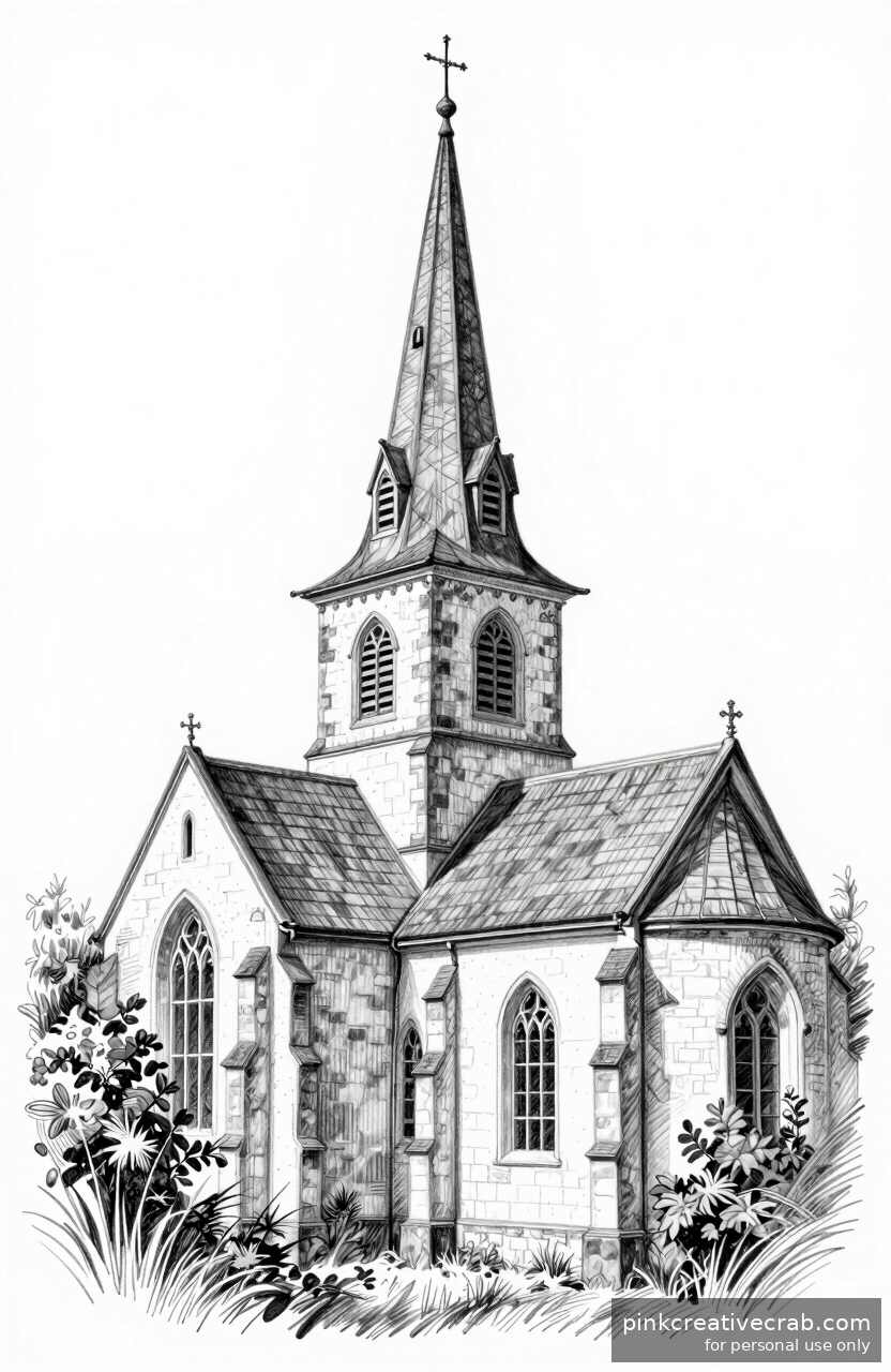Quiet Village Church Steeple