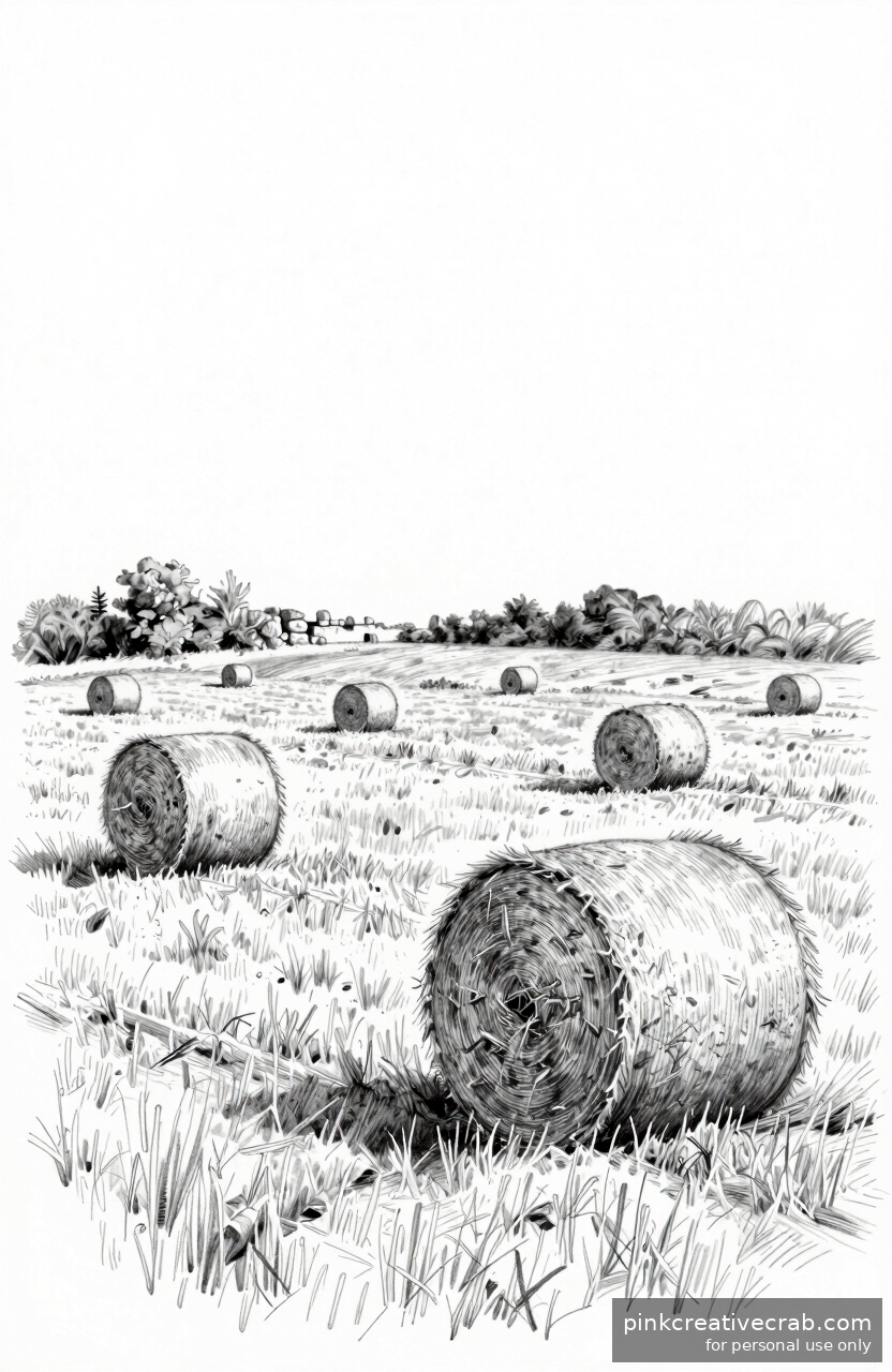 Hay Bales in Open Field